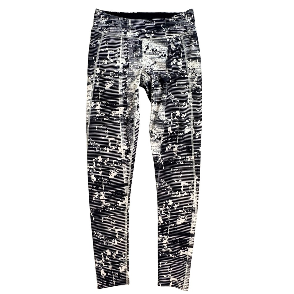 Oakley Womens Black White Glitch Print Active Leggings Size M Performance Tights